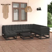 8 pcs conjunto lounge de jardim c/ almofadões pinho maciço