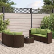 vidaXL 7 pcs conjunto de sofás jardim c/ almofadões vime PE castanho