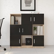 Armário Multiusos VO7 – Carvalho/Preto – 119,9 cm x 121,8 cm x 37,6 cm