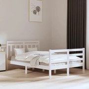 Estrutura de cama dupla 135x190 cm madeira maciça branco