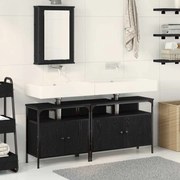 vidaXL Móveis para Banheiro com porta 3 pcs Preto Madeira processada