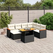 vidaXL 8 pcs conjunto sofás de jardim com almofadões vime PE preto