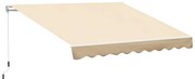 Outsunny Toldo Manual Retrátil com Manivela 295x245cm Toldo Enrolável Alumínio com Proteção Solar para Janela Portas Balcão Terraço Exterior Bege