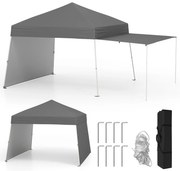 Tenda dobrável com dossel de 14 x 9,2 pés com 2 paredes laterais conversíveis em toldo e estacas - branca