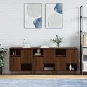 vidaXL Aparadores 3 pcs madeira processada cor carvalho castanho