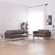 vidaXL 2 pcs conjunto de sofás tecido cinzento-acastanhado