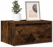 vidaXL Mesa de cabeceira de parede com luzes LED carvalho fumado