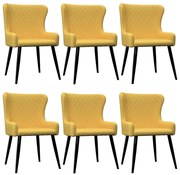 Cadeiras de jantar 6 pcs tecido amarelo