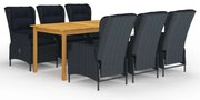 vidaXL 7 pcs conjunto de jantar para jardim cinzento-escuro