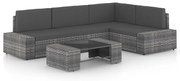 vidaXL 5 pcs conjunto lounge de jardim c/ almofadões vime PE cinzento
