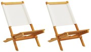 vidaXL Cadeiras jardim 2 pcs madeira acácia maciça/tecido branco nata