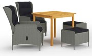 vidaXL 5 pcs conjunto de jantar para jardim cinzento-claro