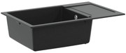 vidaXL Pia Preto 780 x 500 mm 80% Quartzo e 20% Resina