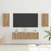 vidaXL Conjunto de móvel de TV com prateleira 4 pcs carvalho artisiano