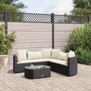 vidaXL 6 pcs conjunto sofás de jardim c/ almofadões vime PE preto