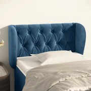 vidaXL Cabeceira de cama c/ abas veludo 83x23x78/88cm azul-escuro