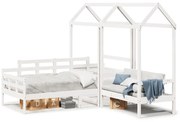 Conj. sofá-cama e banco c/ telhado 80x200cm pinho maciço branco