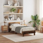 vidaXL Cama sem Colchão com Luzes de LED Madeira Velha 100x200 cm