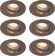 Conjunto de 6 focos embutidos modernos bronze escuro giratórios e inclináveis IP44 - Chuck