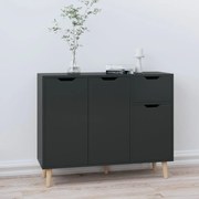 Aparador 90x30x72 cm derivados de madeira preto brilhante