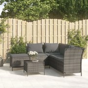 vidaXL 4 pcs conjunto lounge de jardim c/ almofadões vime PE cinzento