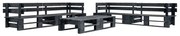 vidaXL Sofás de paletes para jardim 6 pcs madeira preto
