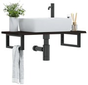 vidaXL Prateleira de parede p/ lavatório aço/madeira carvalho maciça