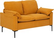 HOMCOM Sofá de 2 Lugares Revestido em Veludo Sofá Moderno com Pés de Metal Apoios de Braços Acolchoados 130x77x84 cm Amarelo Mostarda | Aosom Portugal