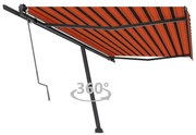 Toldo automático independente 500x300 cm laranja e castanho