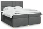 vidaXL Cama com molas/colchão 200x200 cm tecido cinzento-escuro
