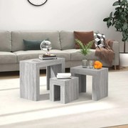 vidaXL Mesas de centro de encastrar 3 pcs deriv. madeira cinza sonoma