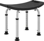 HOMCOM Banco de Duche com Altura Ajustável em 8 Posições com Base de Borracha Antiderrapante 50x36x39,5-56,5 cm Preto | Aosom Portugal