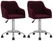 Cadeiras de jantar giratórias 2 pcs tecido roxo