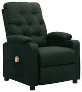 vidaXL Poltrona de massagens tecido verde-escuro