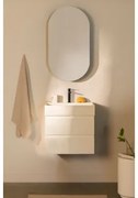 Conjunto De Móvel De Casa De Banho Em Madeira E Chapa De Freixo Com Lavatório Integrado Ona Branco & Ovalado Com Armazenamento Preto 50x90 - Sklum