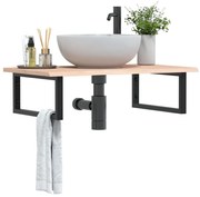 vidaXL Prateleira de parede p/ lavatório aço/madeira carvalho maciça