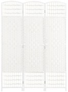 HOMCOM Biombo Separador de Ambientes de 3 Painéis 120x170 cm Divisória de Ambientes Dobrável com Corda de Papel e Estrutura de Madeira Branco