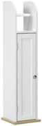 kleankin Armário Casa de Banho Armário WC Prateleiras Ajustáveis Suporte Papel Higiénico Organização 20x20x80 cm Branco | Aosom Portugal