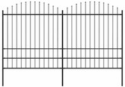vidaXL Cerca de jardim com topo em forma de lança em aço 359x200 cm, preta