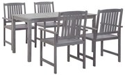 vidaXL 5 pcs conjunto de jantar para exterior acácia maciça cinzento