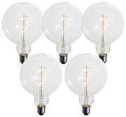 Conjunto de 5 Lâmpadas LED de filamento espiral E27 reguláveis G125 4W 270LM 2200K
