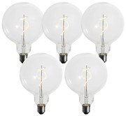 Conjunto de 5 lâmpadas LED E27 reguláveis com filamento espiral G125 4W 270 lm 2200K