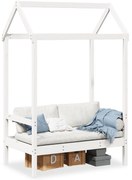 vidaXL Banco com telhado 117,5x70x176,5 cm pinho maciço branco