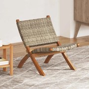 vidaXL Cadeira relaxante vime Kubu natural/madeira mogno maciça