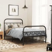vidaXL Estrutura de cama com cabeceira e pés 107x203 cm metal preto