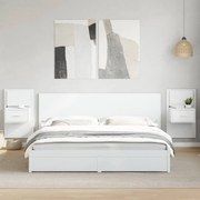 vidaXL Cabeceira de cama c/ armários 200cm derivados de madeira branco