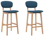 vidaXL Bancos de bar 2 pcs tecido azul
