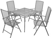 vidaXL 5 pcs conjunto jantar jardim + cadeiras dobráveis aço antracite