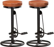 vidaXL Bancos de bar 2 pcs couro de cabra genuíno preto e castanho