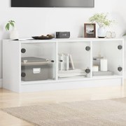 vidaXL Móvel de TV c/ portas de vidro 102x37x42 cm branco